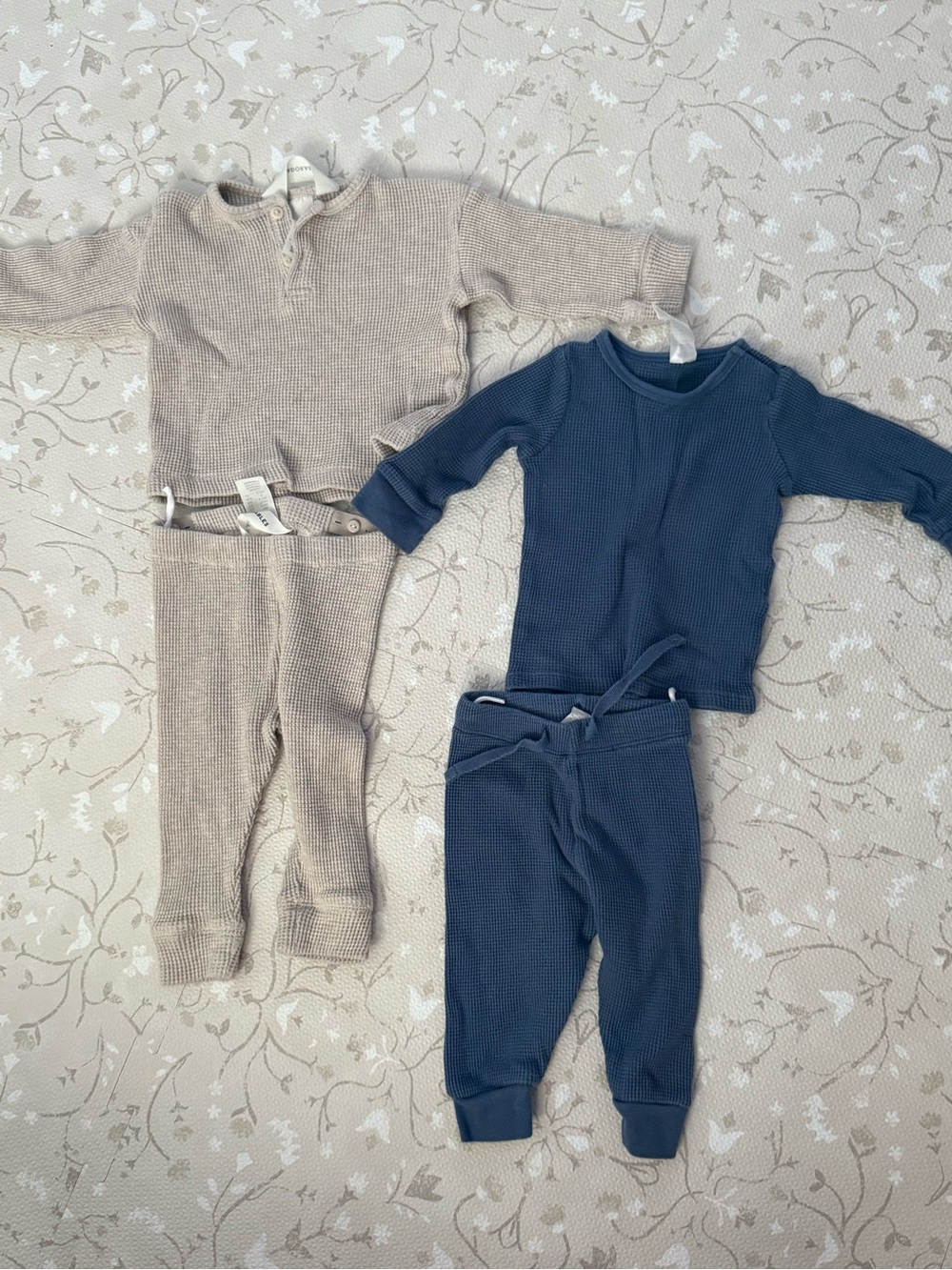 H&M Beige and Navy Waffle Knit Kids Matching Sets